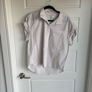 FRAME Striped Short Sleeve Blouse